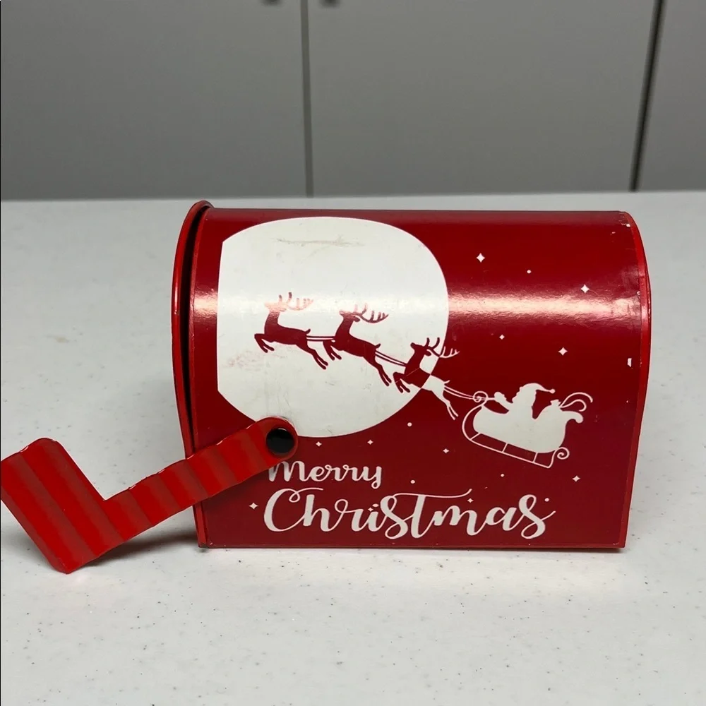 Red Christmas Mailbox with Santa Design